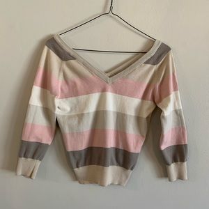 The Limited Stretch V-neck Neapolitan Striped Sweater